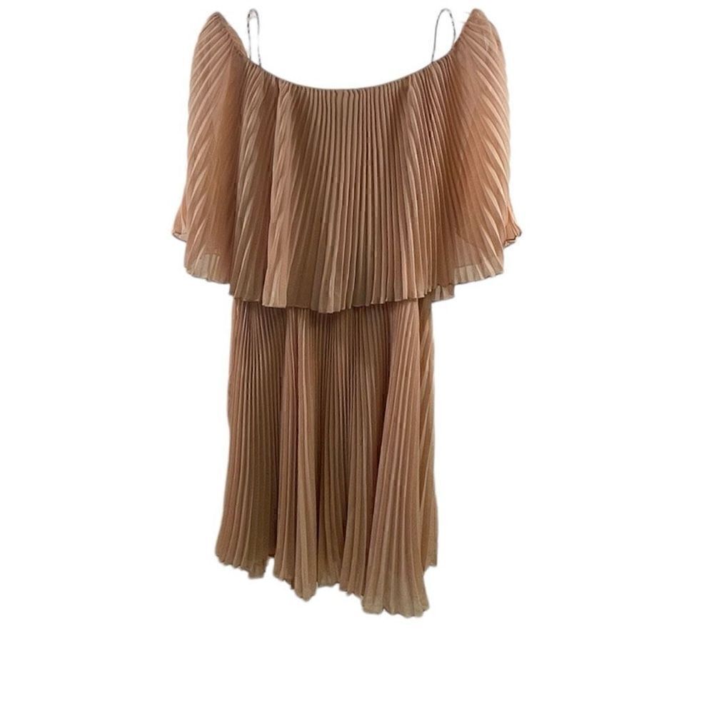 ABS Collection Blush Pink Pleated Semi Sheer Lined Dress Size 8 - Picture 1 of 10